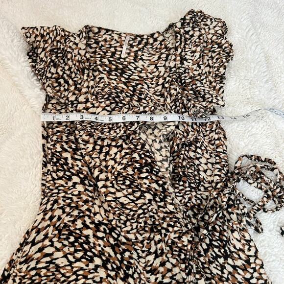 Free People Women's French Quarter Mini Wrap Dress‎ Size M Brown Summer Feminine - Picture 4 of 6
